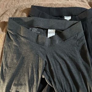2pack of Black and Gray motherhood Maternity under bump leggings